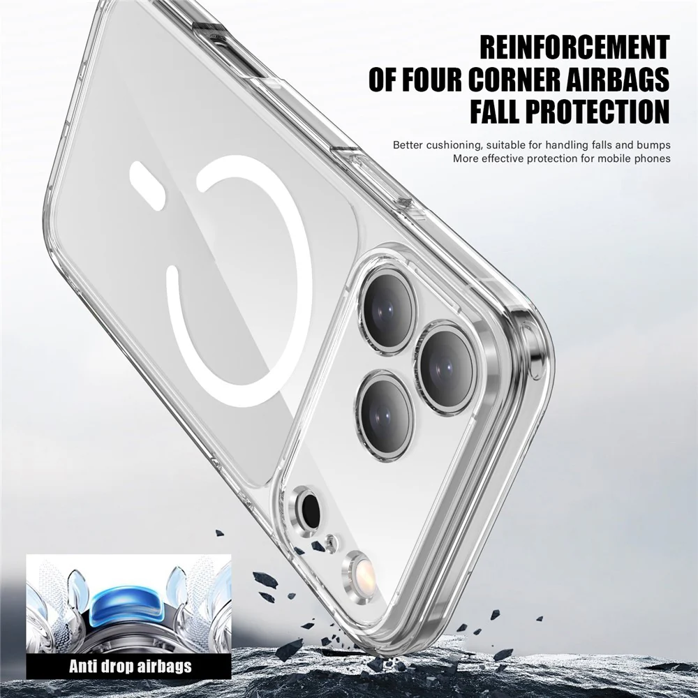 For iPhone 17 Pro Max Case Compatible with MagSafe Precise Cutouts TPU + PC Clear Phone Back Cover - Transparent Black - Image 6