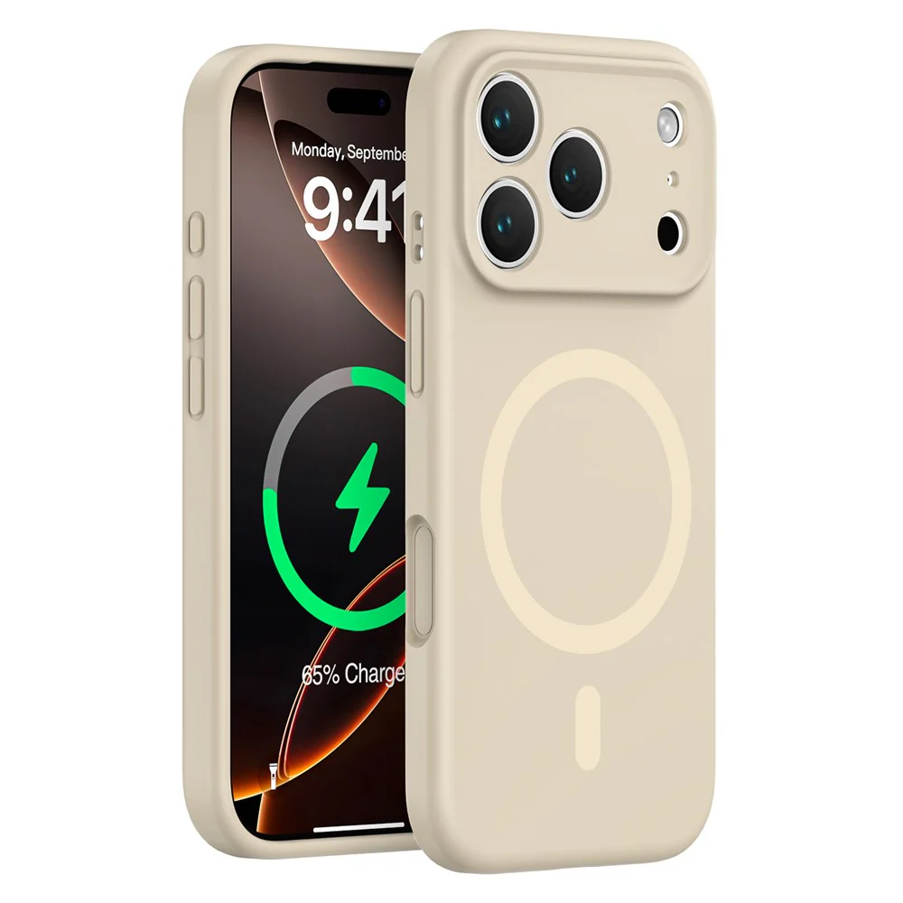 For iPhone 17 Pro Max Case Compatible with MagSafe Precision Fit PC + Liquid Silicone Protective Phone Cover -  Coffee