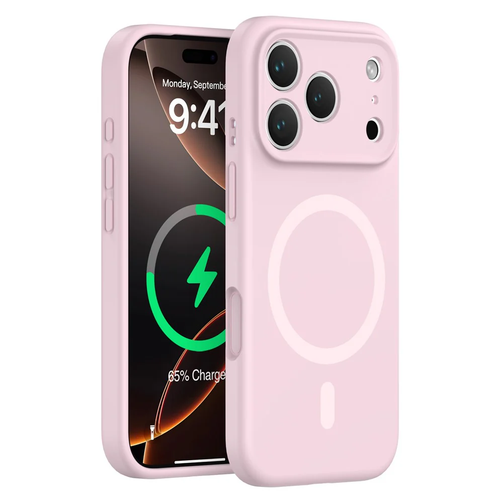 For iPhone 17 Pro Max Case Compatible with MagSafe Precision Fit PC + Liquid Silicone Protective Phone Cover - Pink