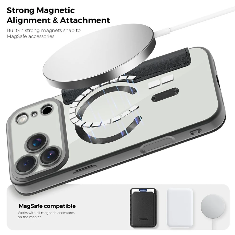 For iPhone 17 Pro Max Case Compatible with MagSafe Rhombus PU Leather Phone Cover - Black - Image 7