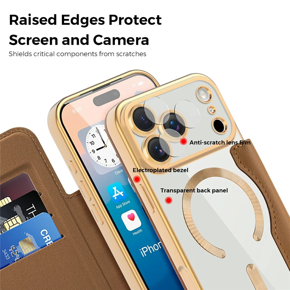 For iPhone 17 Pro Max Case Compatible with MagSafe Rhombus PU Leather Phone Cover - Brown - Image 6