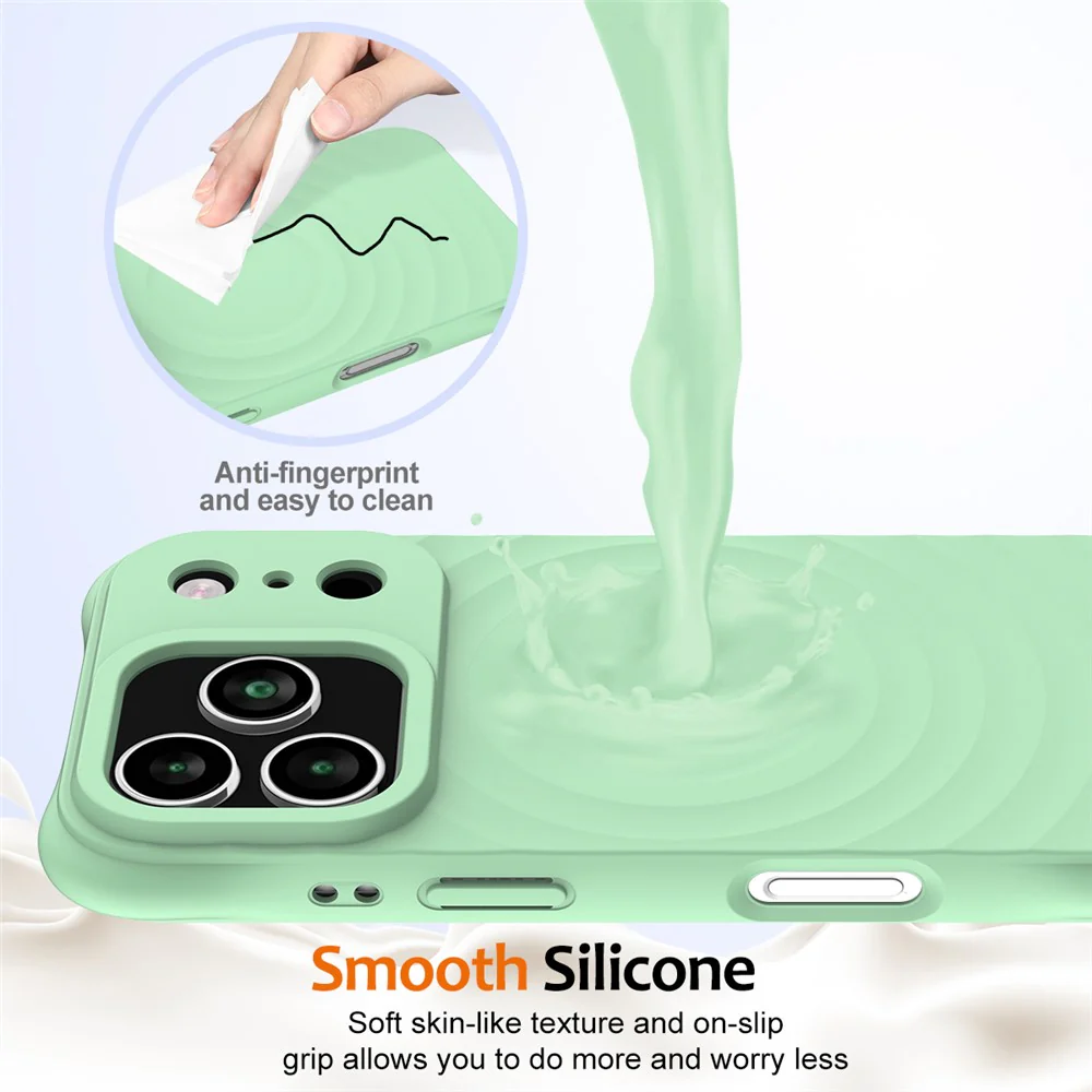 For iPhone 17 Pro Max Case Compatible with MagSafe Ripple Texture Liquid Silicone Protective Cover with Strap - Green - Image 7