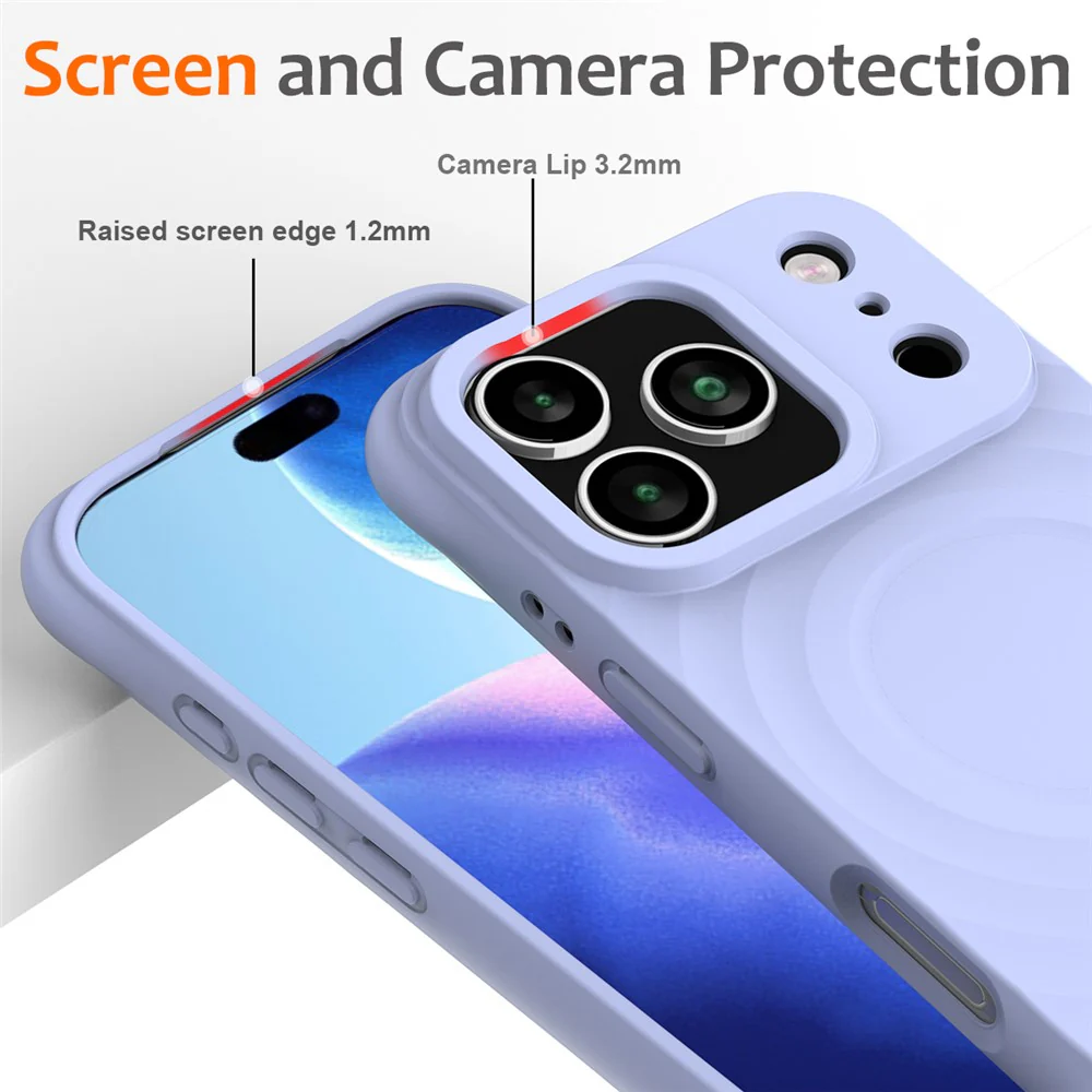For iPhone 17 Pro Max Case Compatible with MagSafe Ripple Texture Liquid Silicone Protective Cover with Strap - Purple - Image 4
