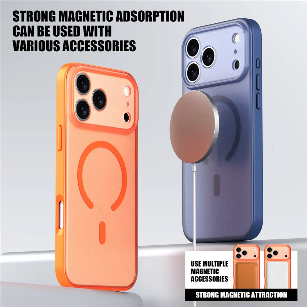 For iPhone 17 Pro Max Case Compatible with MagSafe Skin Feel Frosted PC + TPU Phone Cover - Black - Image 7