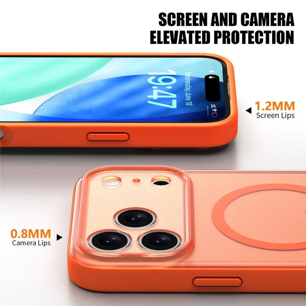 For iPhone 17 Pro Max Case Compatible with MagSafe Skin Feel Frosted PC + TPU Phone Cover - Blue - Image 4