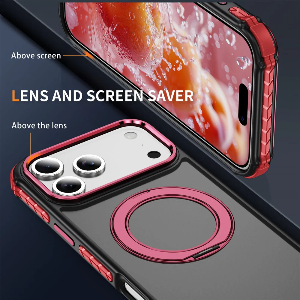 For iPhone 17 Pro Max Case Compatible with MagSafe Skin Touch Airbag Anti Drop TPU + PC Phone Cover - Red - Image 5