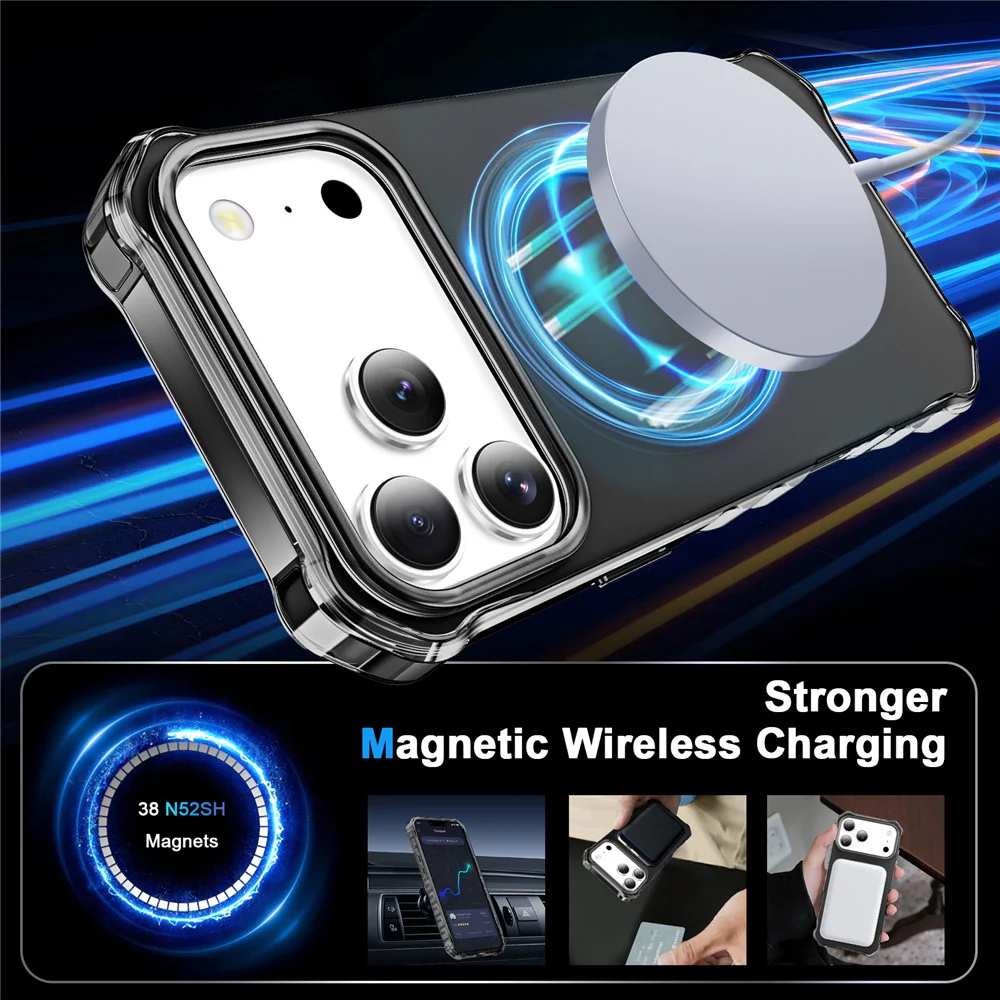 For iPhone 17 Pro Max Case Compatible with MagSafe Small Wavy Edge PC + TPU Phone Cover - Black - Image 2