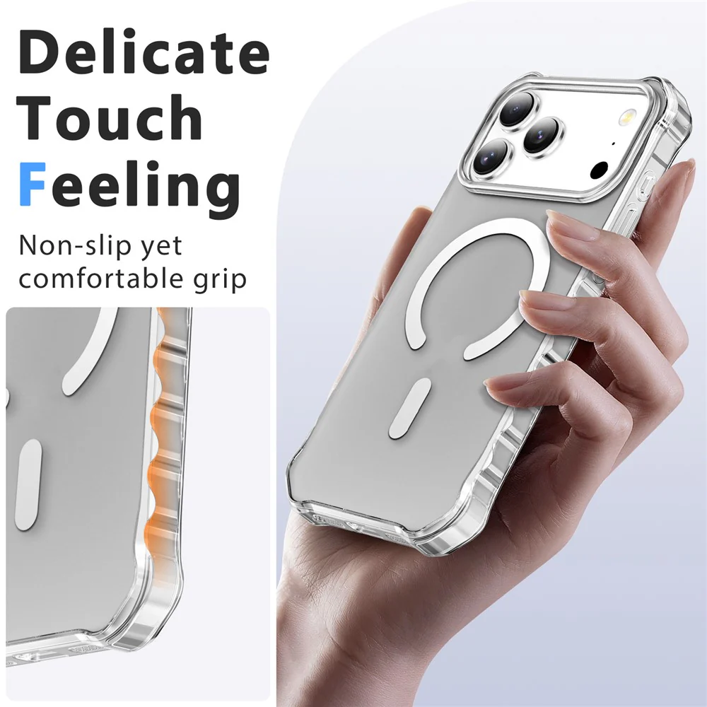 For iPhone 17 Pro Max Case Compatible with MagSafe Small Wavy Edge PC + TPU Phone Cover - Transparent - Image 6