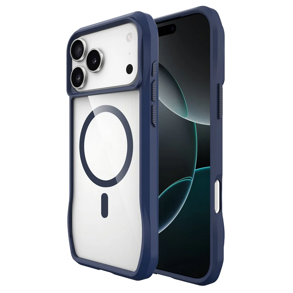 For iPhone 17 Pro Max Case Compatible with MagSafe Solid Border TPU + PC Phone Cover - Blue