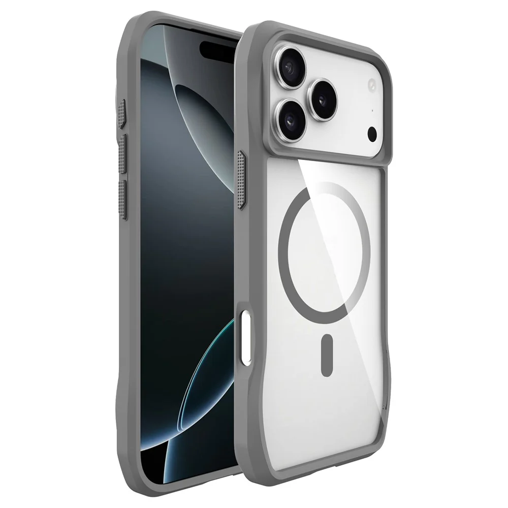 For iPhone 17 Pro Max Case Compatible with MagSafe Solid Border TPU + PC Phone Cover - Grey - Image 2