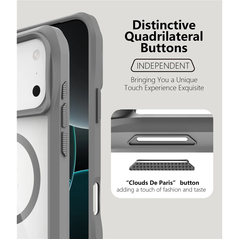 For iPhone 17 Pro Max Case Compatible with MagSafe Solid Border TPU + PC Phone Cover - Grey - Image 5