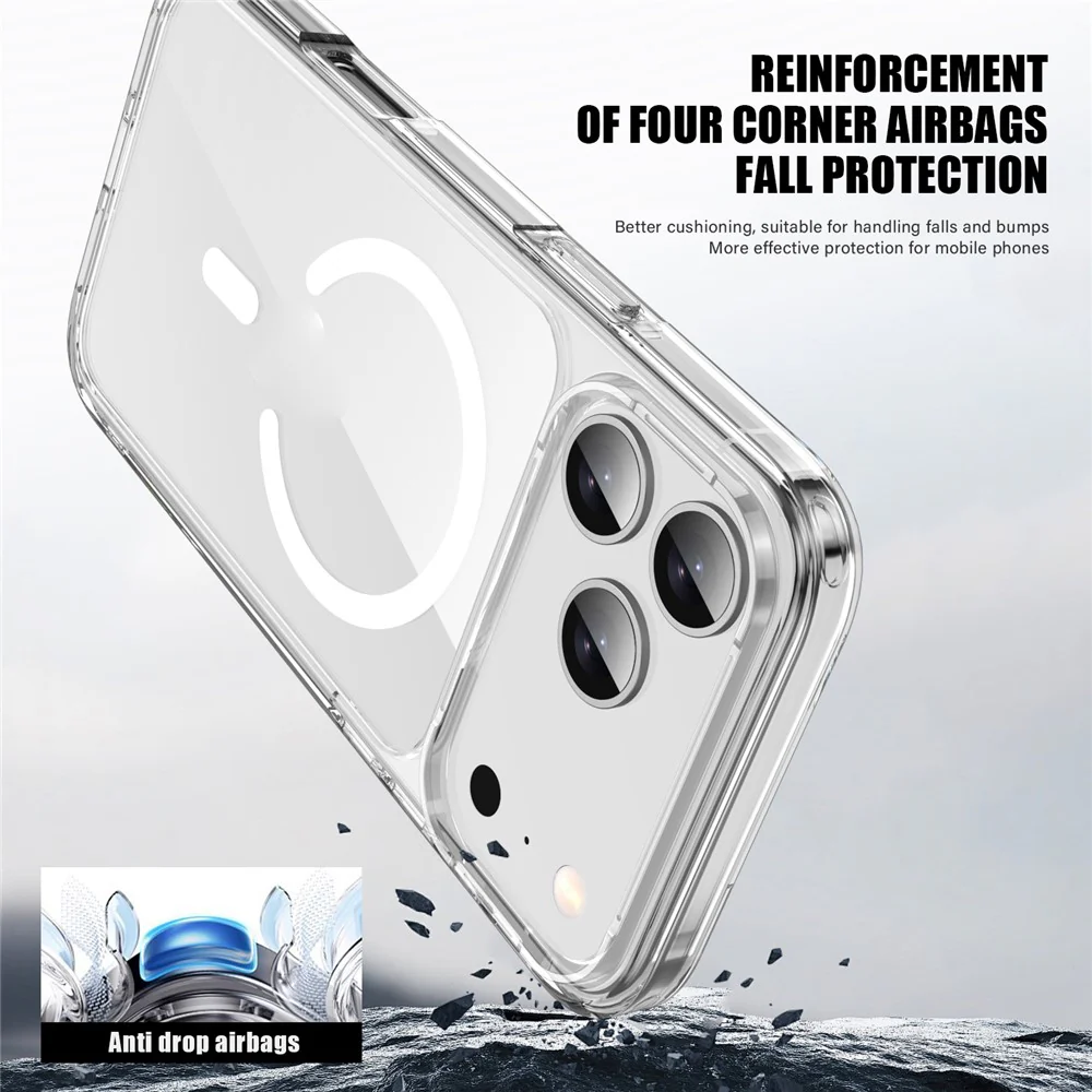 For iPhone 17 Pro Max Case Compatible with MagSafe TPU + PC Clear Phone Back Cover - Transparent Blue - Image 6