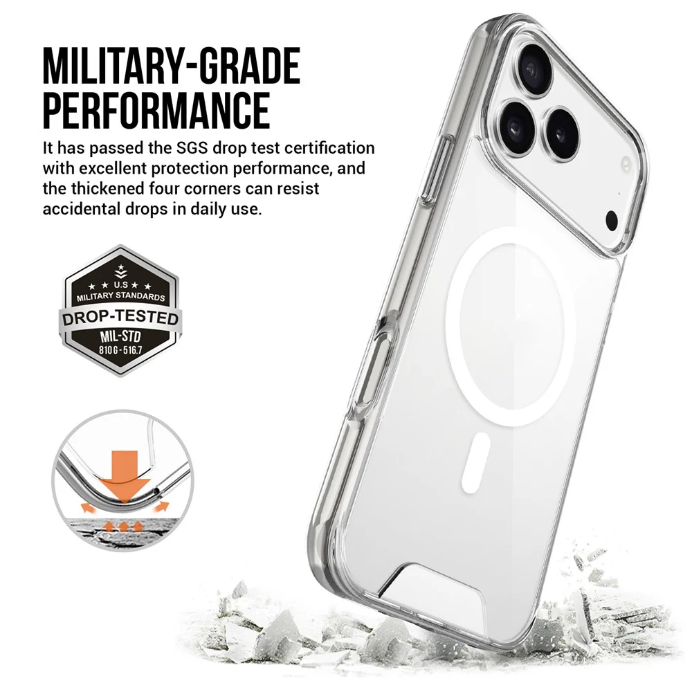 For iPhone 17 Pro Max Case Compatible with MagSafe TPU+PC Clear Phone Cover - Image 3