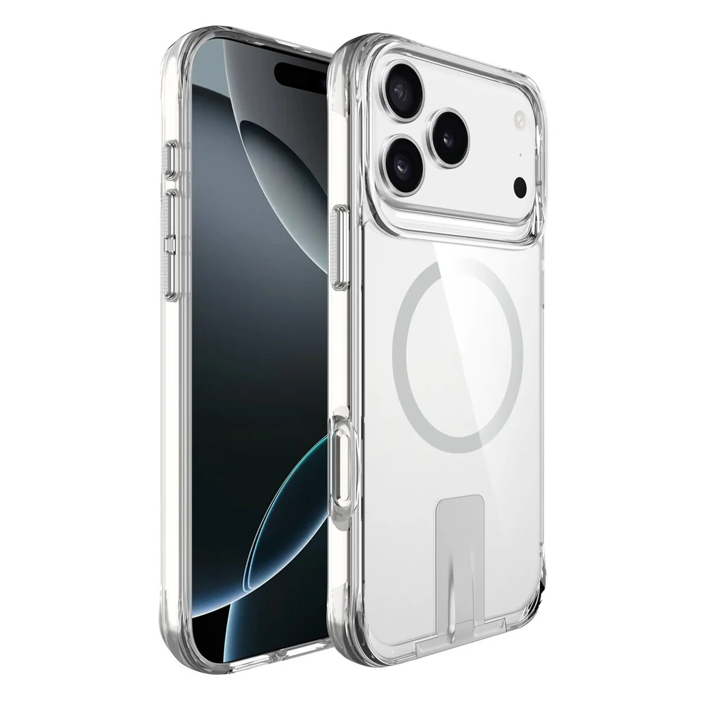 For iPhone 17 Pro Max Case Compatible with MagSafe TPU + PC Clear Phone Cover with Kickstand - Transparent - Image 2