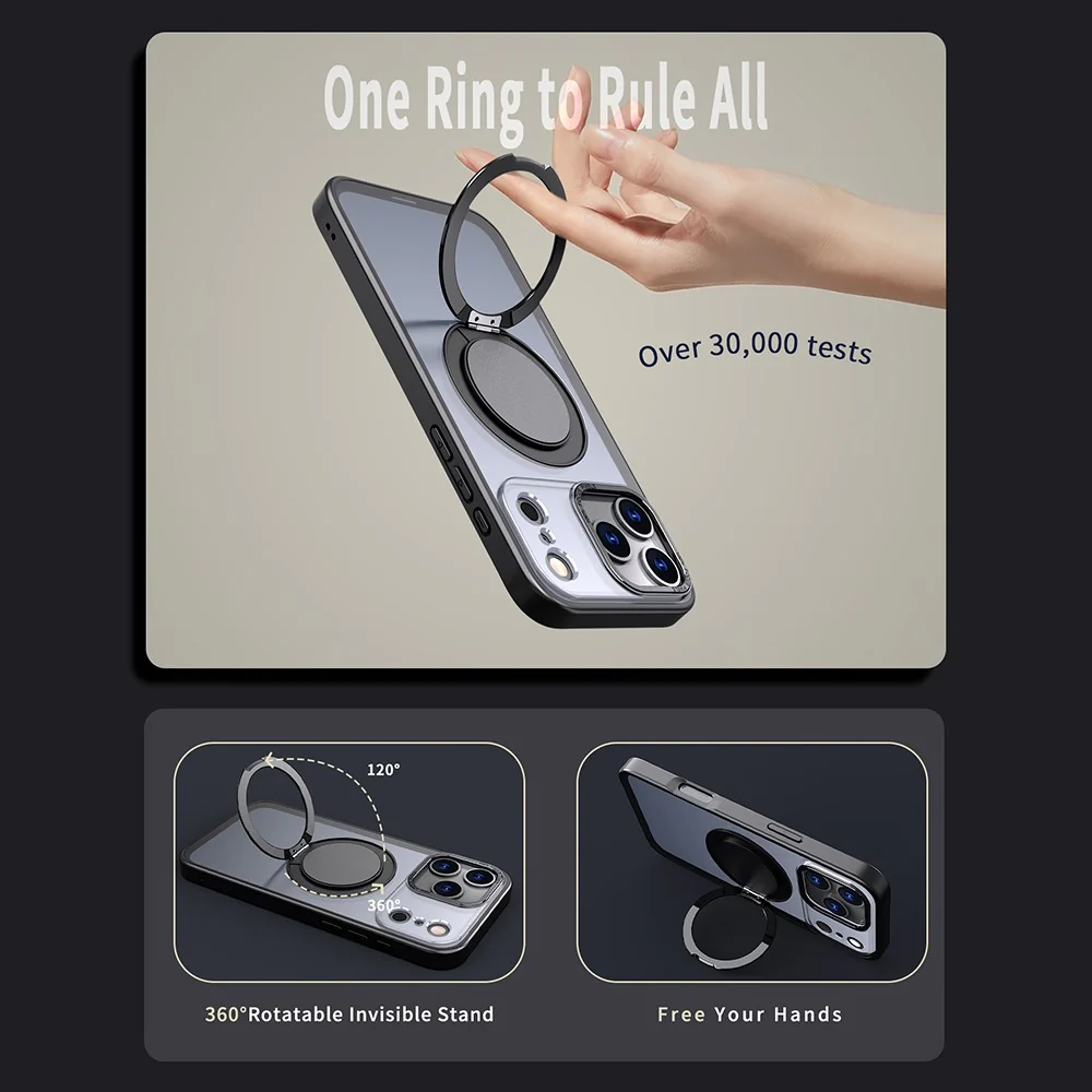 For iPhone 17 Pro Max Case Compatible with MagSafe TPU + PC Kickstand Phone Cover - Black - Image 4