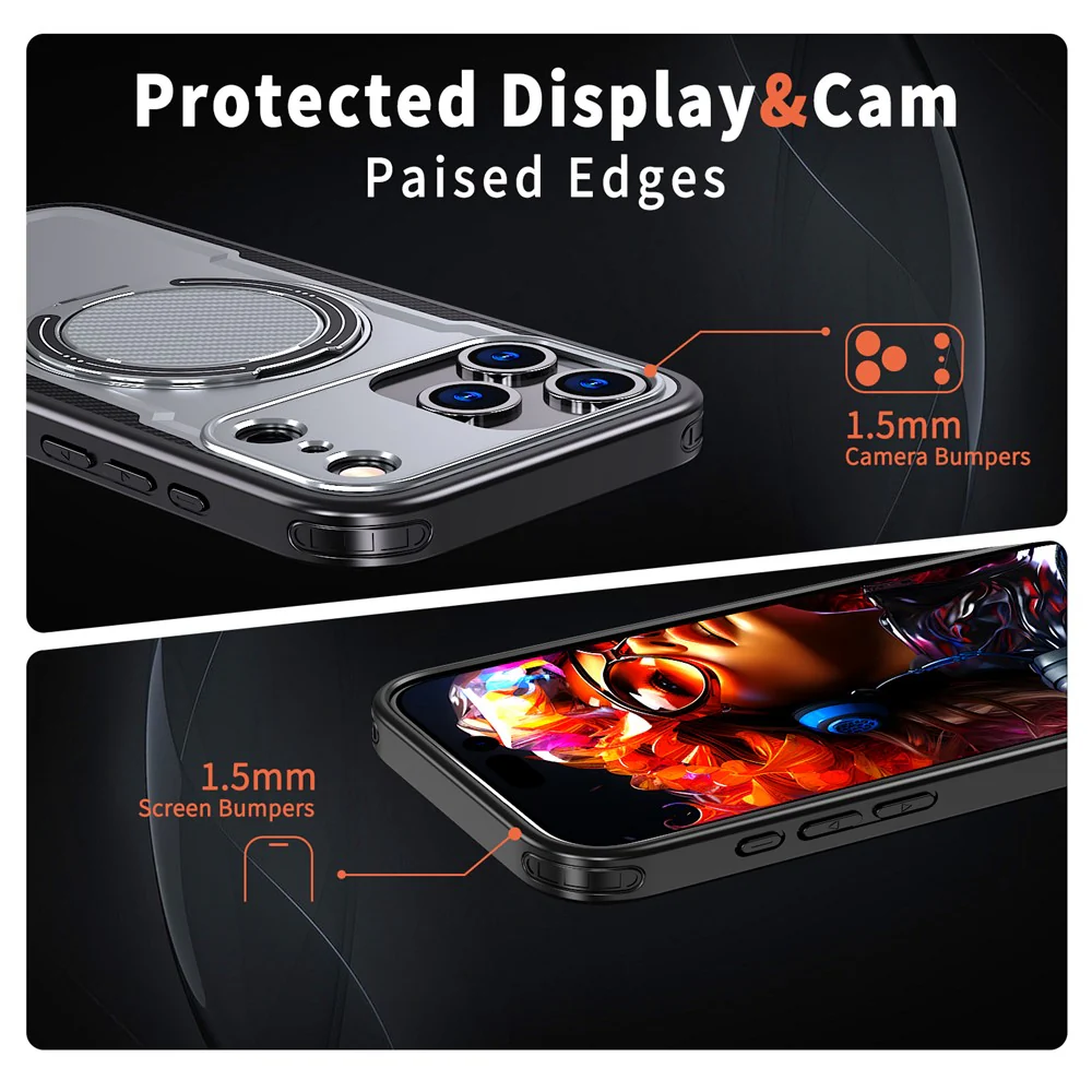 For iPhone 17 Pro Max Case Compatible with MagSafe TPU + PC Kickstand Phone Cover - Grey - Image 4