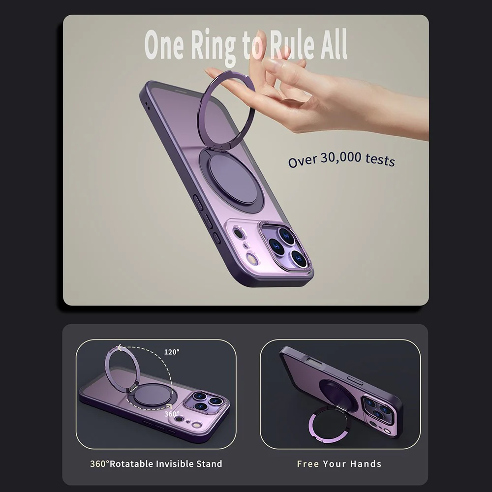 For iPhone 17 Pro Max Case Compatible with MagSafe TPU + PC Kickstand Phone Cover - Purple - Image 4