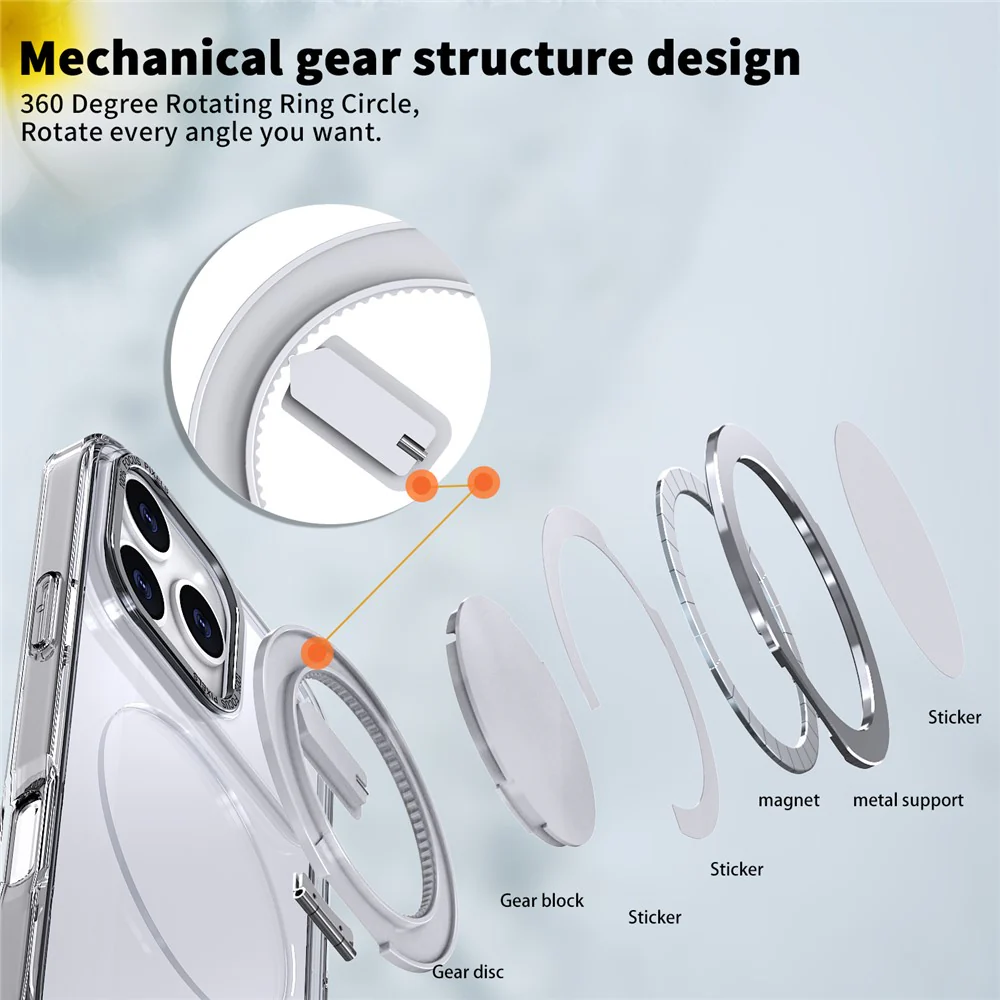 For iPhone 17 Pro Max Case Compatible with MagSafe TPU + PC Kickstand Phone Cover - Transparent - Image 6
