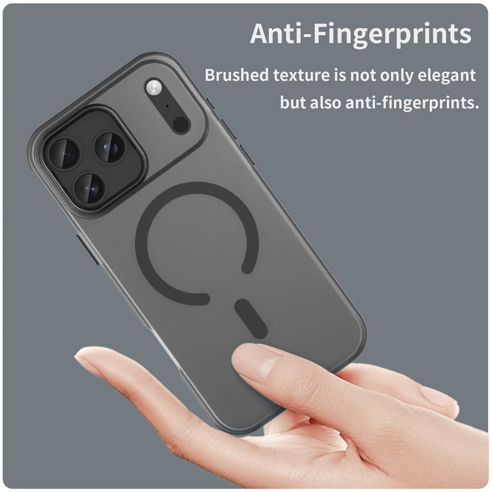 For iPhone 17 Pro Max Case Compatible with MagSafe TPU + PC Matte Translucent Phone Back Cover - Black - Image 5