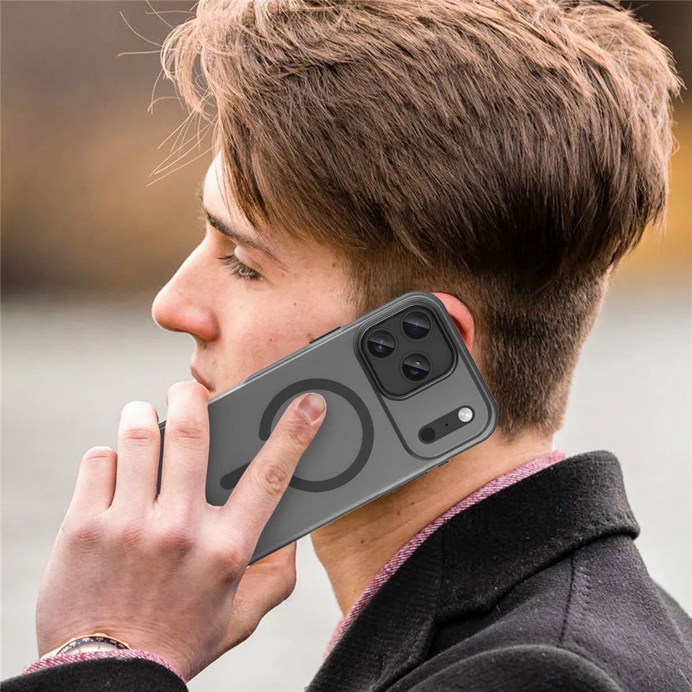 For iPhone 17 Pro Max Case Compatible with MagSafe TPU + PC Matte Translucent Phone Back Cover - Black - Image 7