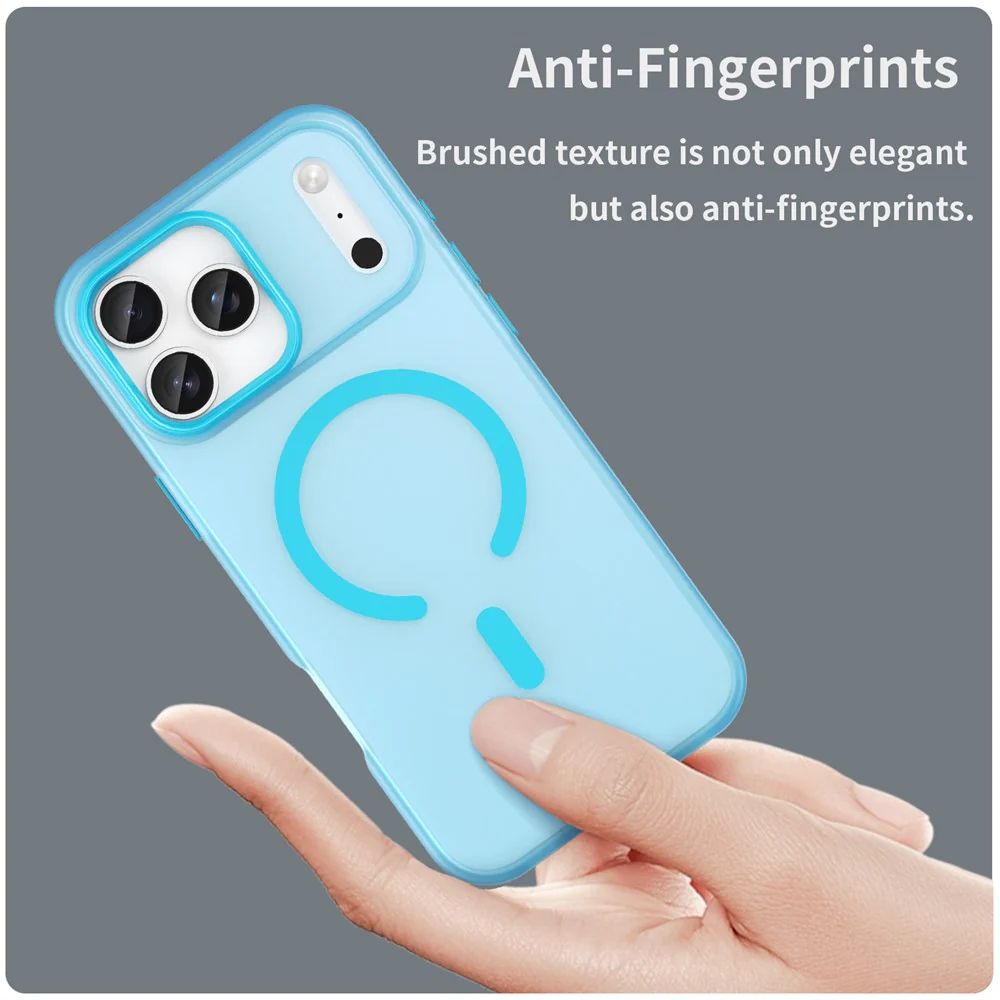 For iPhone 17 Pro Max Case Compatible with MagSafe TPU + PC Matte Translucent Phone Back Cover - Blue - Image 5