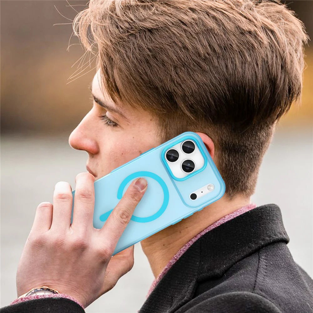 For iPhone 17 Pro Max Case Compatible with MagSafe TPU + PC Matte Translucent Phone Back Cover - Blue - Image 7