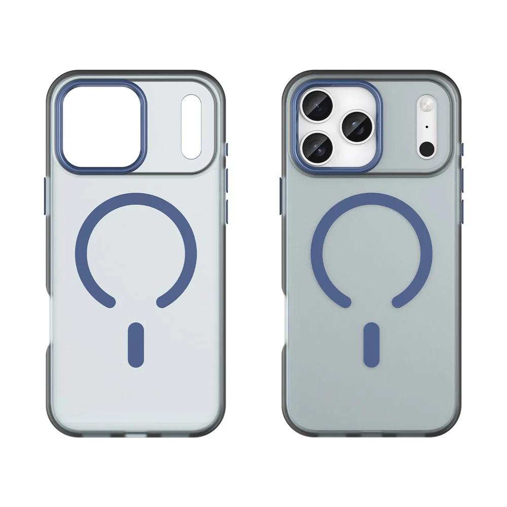 For iPhone 17 Pro Max Case Compatible with MagSafe TPU + PC Matte Translucent Phone Back Cover - Dark Blue - Image 2