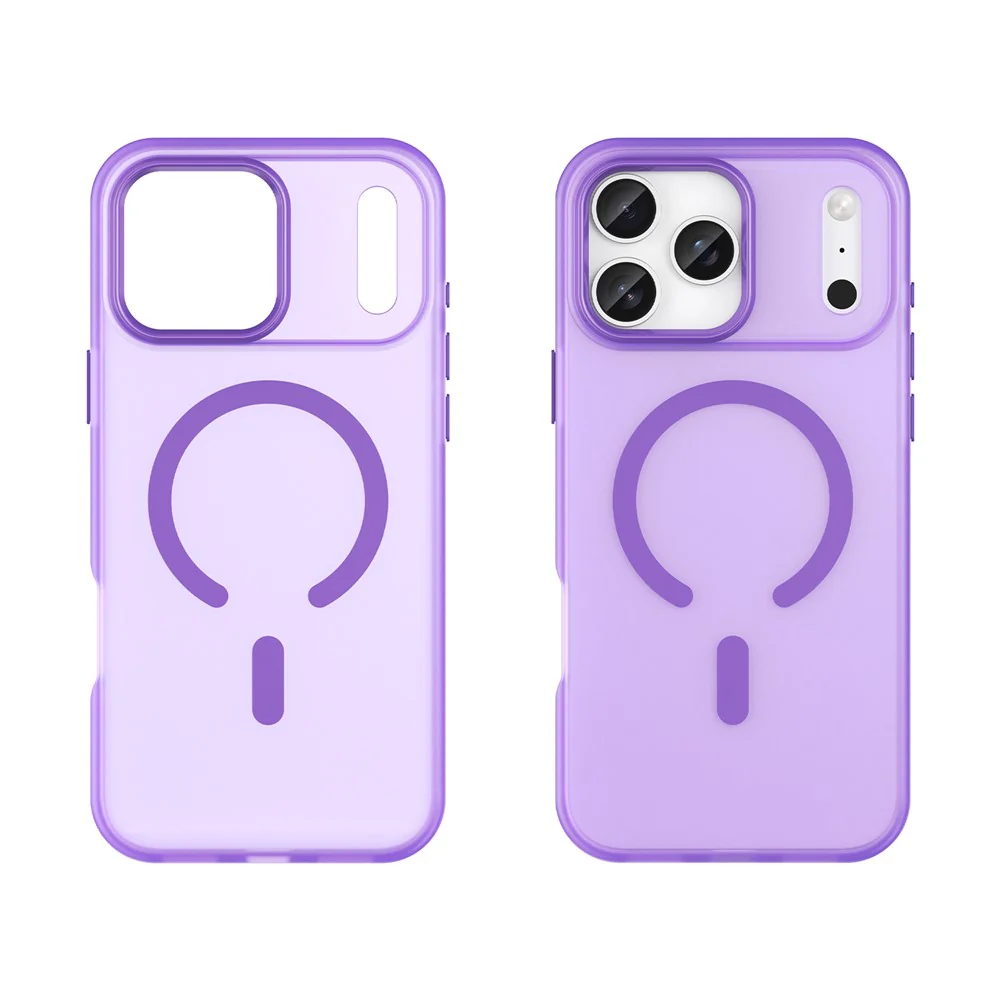 For iPhone 17 Pro Max Case Compatible with MagSafe TPU + PC Matte Translucent Phone Back Cover - Dark Purple - Image 2