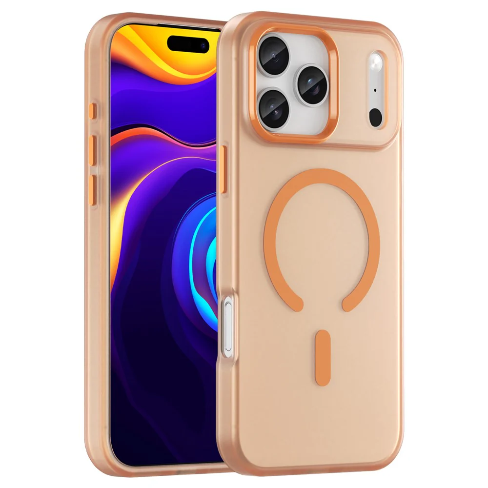 For iPhone 17 Pro Max Case Compatible with MagSafe TPU + PC Matte Translucent Phone Back Cover - Orange