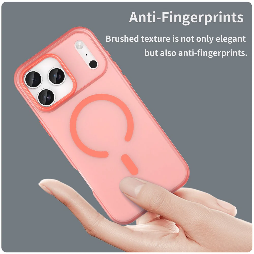 For iPhone 17 Pro Max Case Compatible with MagSafe TPU + PC Matte Translucent Phone Back Cover - Red - Image 5