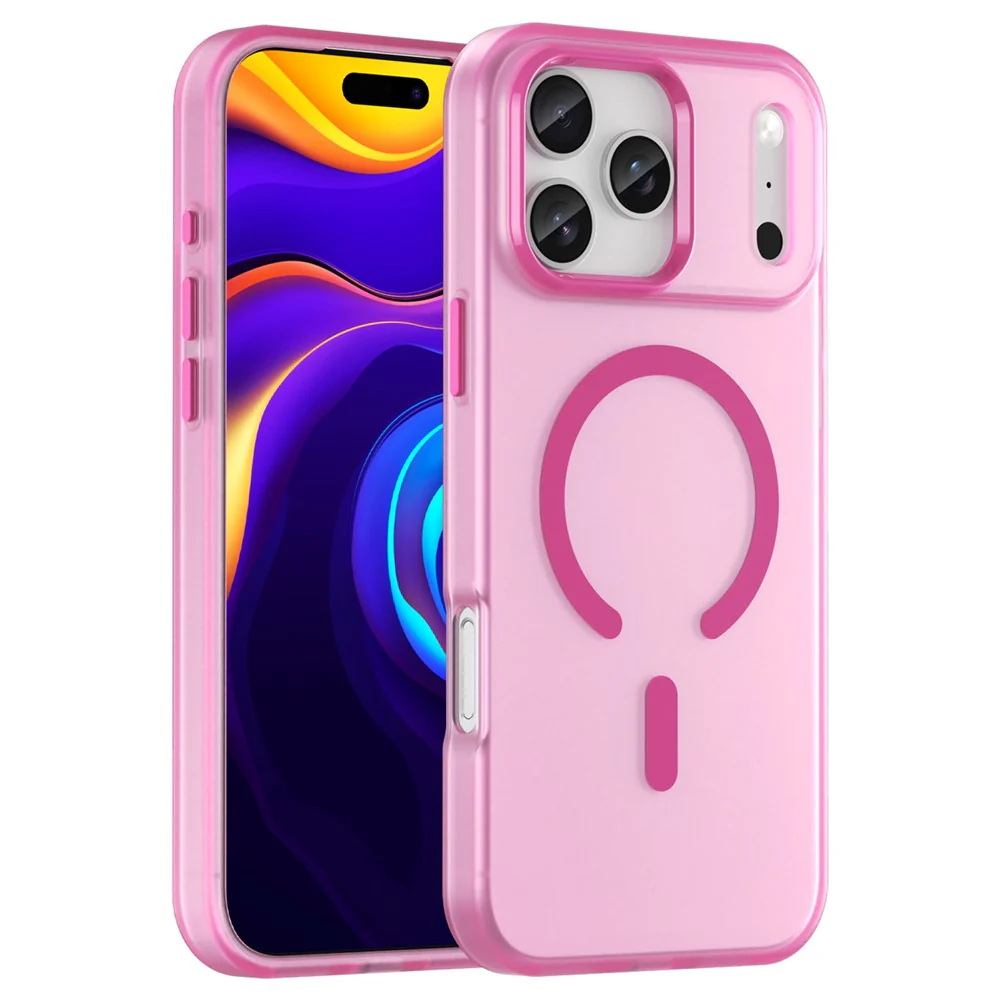 For iPhone 17 Pro Max Case Compatible with MagSafe TPU + PC Matte Translucent Phone Back Cover - Rose