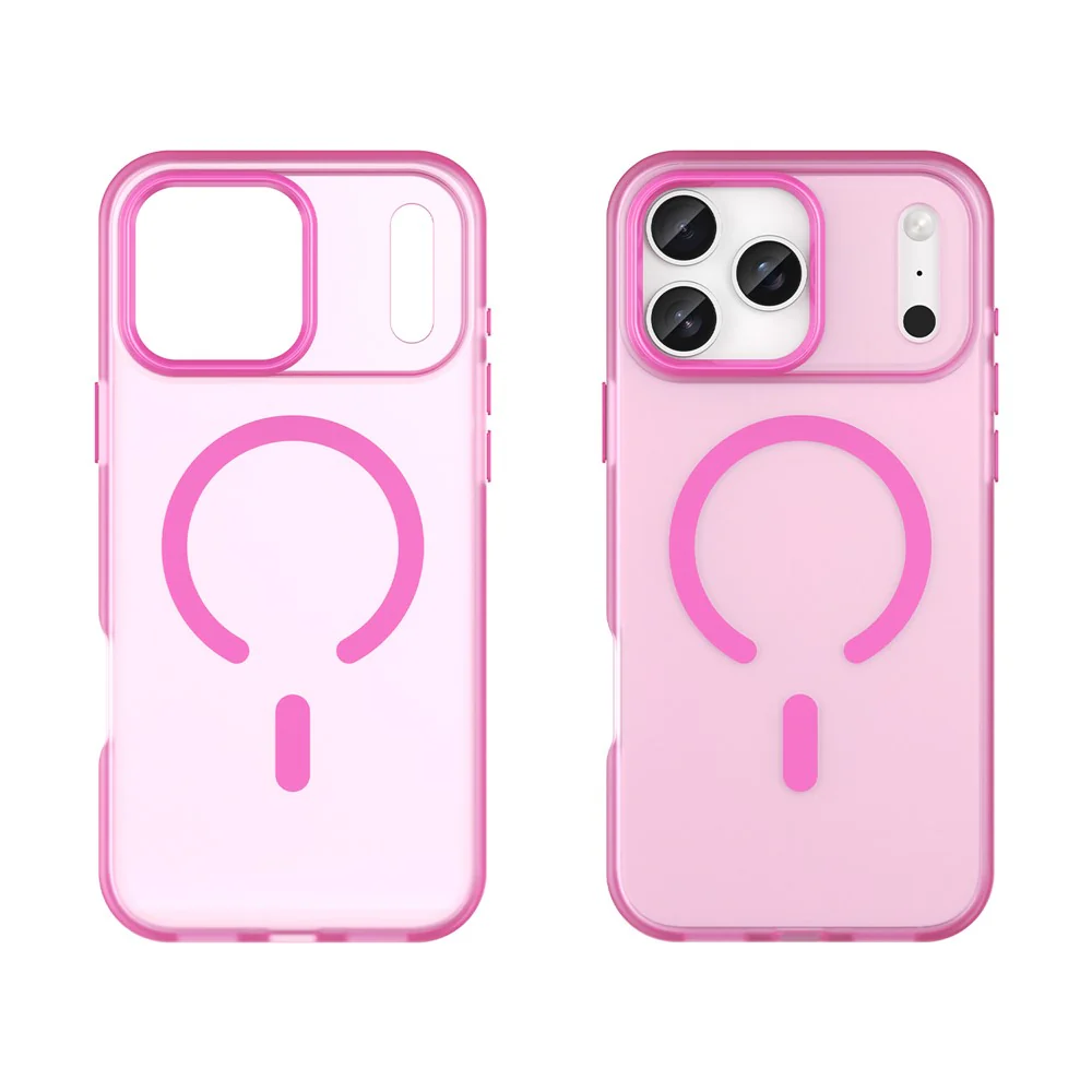 For iPhone 17 Pro Max Case Compatible with MagSafe TPU + PC Matte Translucent Phone Back Cover - Rose - Image 2