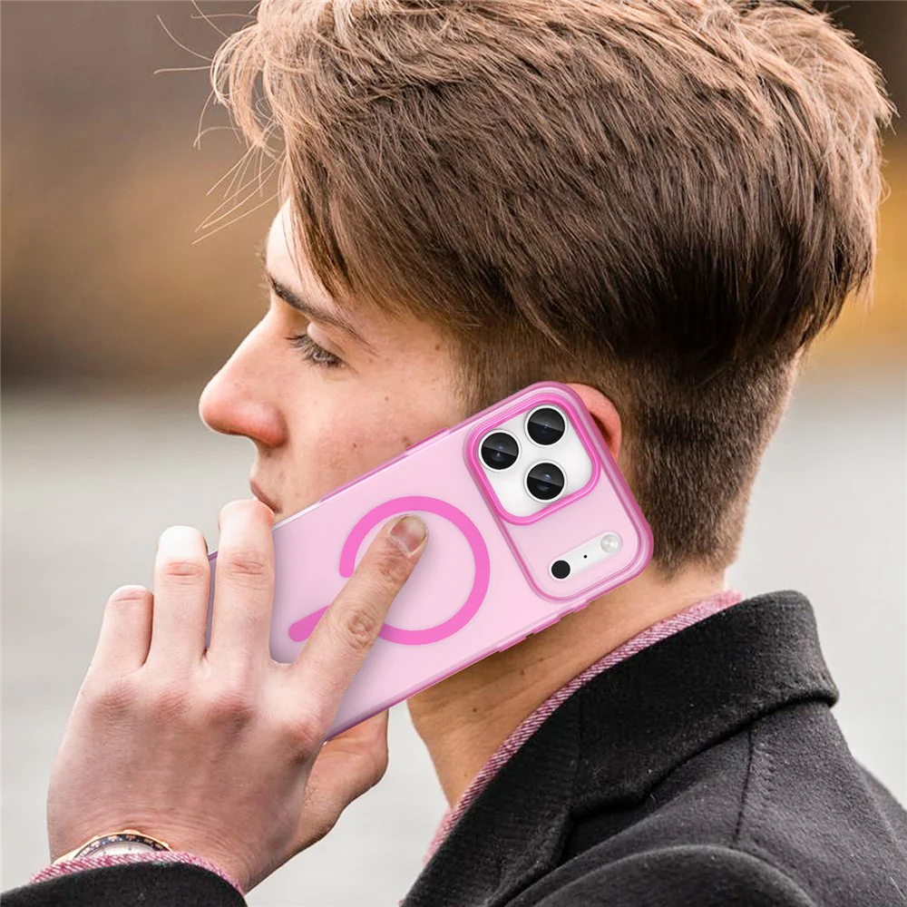 For iPhone 17 Pro Max Case Compatible with MagSafe TPU + PC Matte Translucent Phone Back Cover - Rose - Image 7