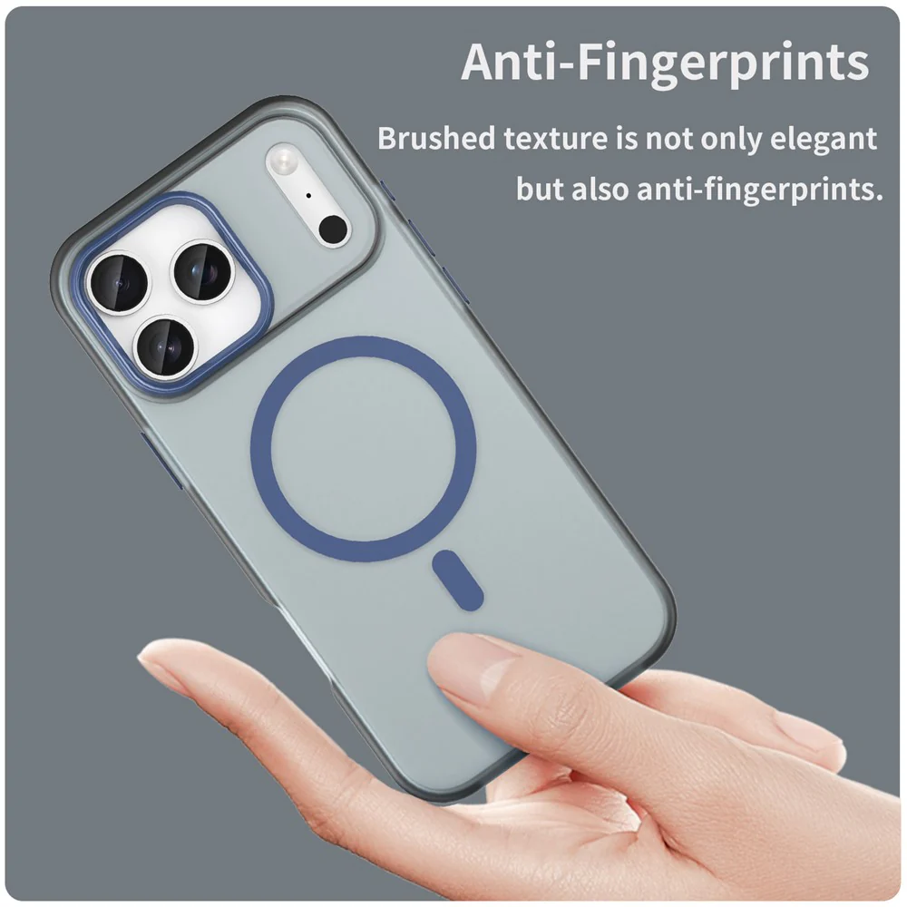 For iPhone 17 Pro Max Case Compatible with MagSafe TPU + PC Slim Matte Translucent Phone Cover - Dark Blue - Image 5