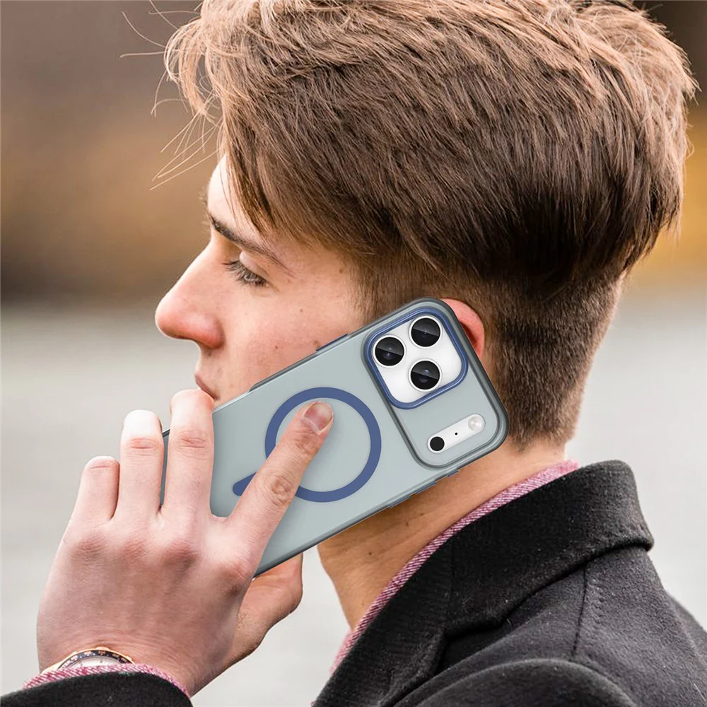 For iPhone 17 Pro Max Case Compatible with MagSafe TPU + PC Slim Matte Translucent Phone Cover - Dark Blue - Image 7