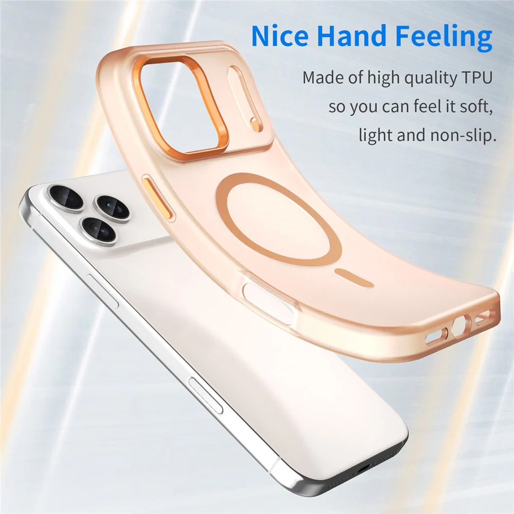 For iPhone 17 Pro Max Case Compatible with MagSafe TPU + PC Slim Matte Translucent Phone Cover - Orange - Image 4