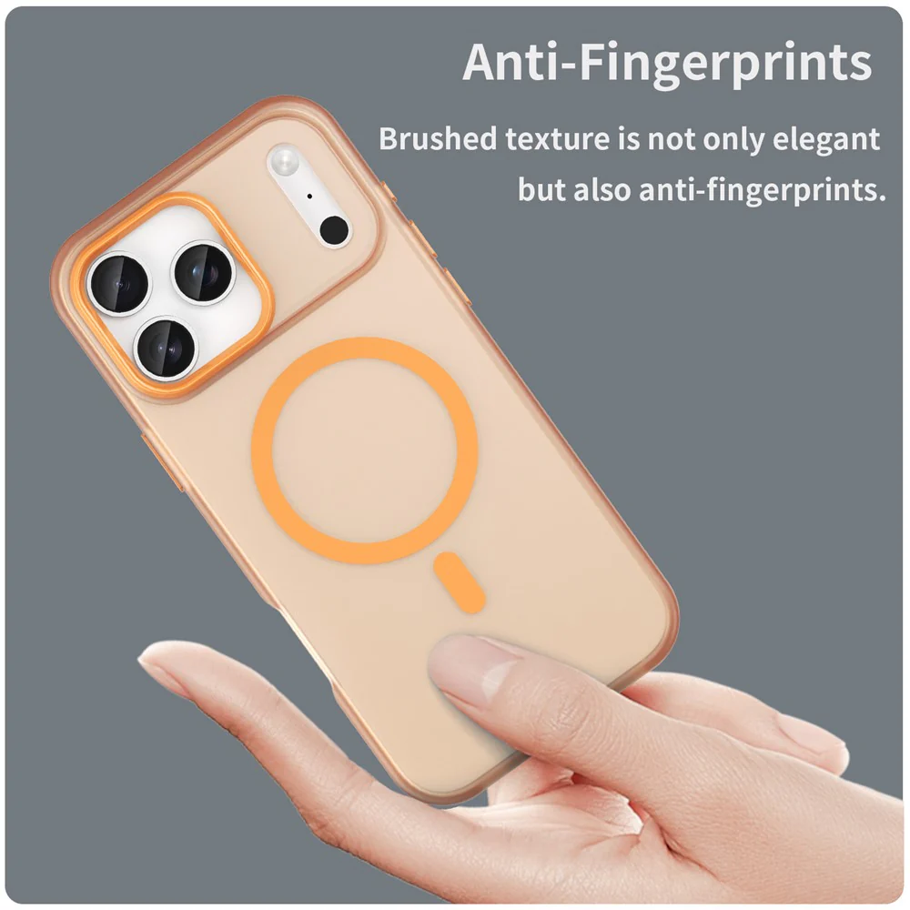 For iPhone 17 Pro Max Case Compatible with MagSafe TPU + PC Slim Matte Translucent Phone Cover - Orange - Image 5