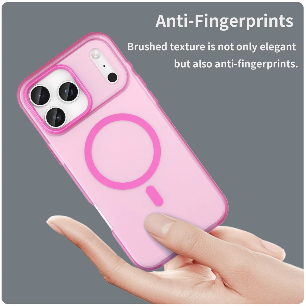 For iPhone 17 Pro Max Case Compatible with MagSafe TPU + PC Slim Matte Translucent Phone Cover - Rose - Image 5