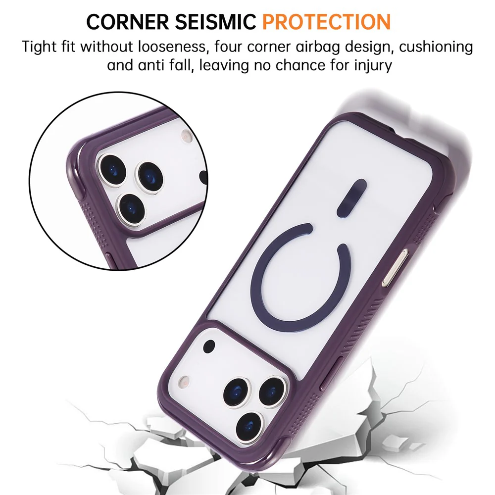 For iPhone 17 Pro Max Case Compatible with MagSafe TPU + PC Transparent Protective Phone Cover - Dark Purple - Image 6