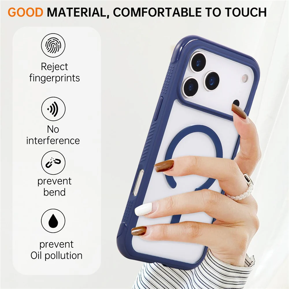 For iPhone 17 Pro Max Case Compatible with MagSafe TPU + PC Transparent Protective Phone Cover - Sapphire - Image 7