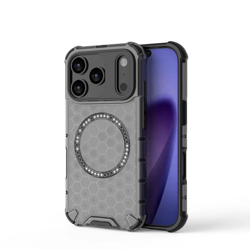For iPhone 17 Pro Max Case Compatible with MagSafe WANLONFENG FC Series TPU + PC Phone Cover with Tempered Glass - Black - Image 2