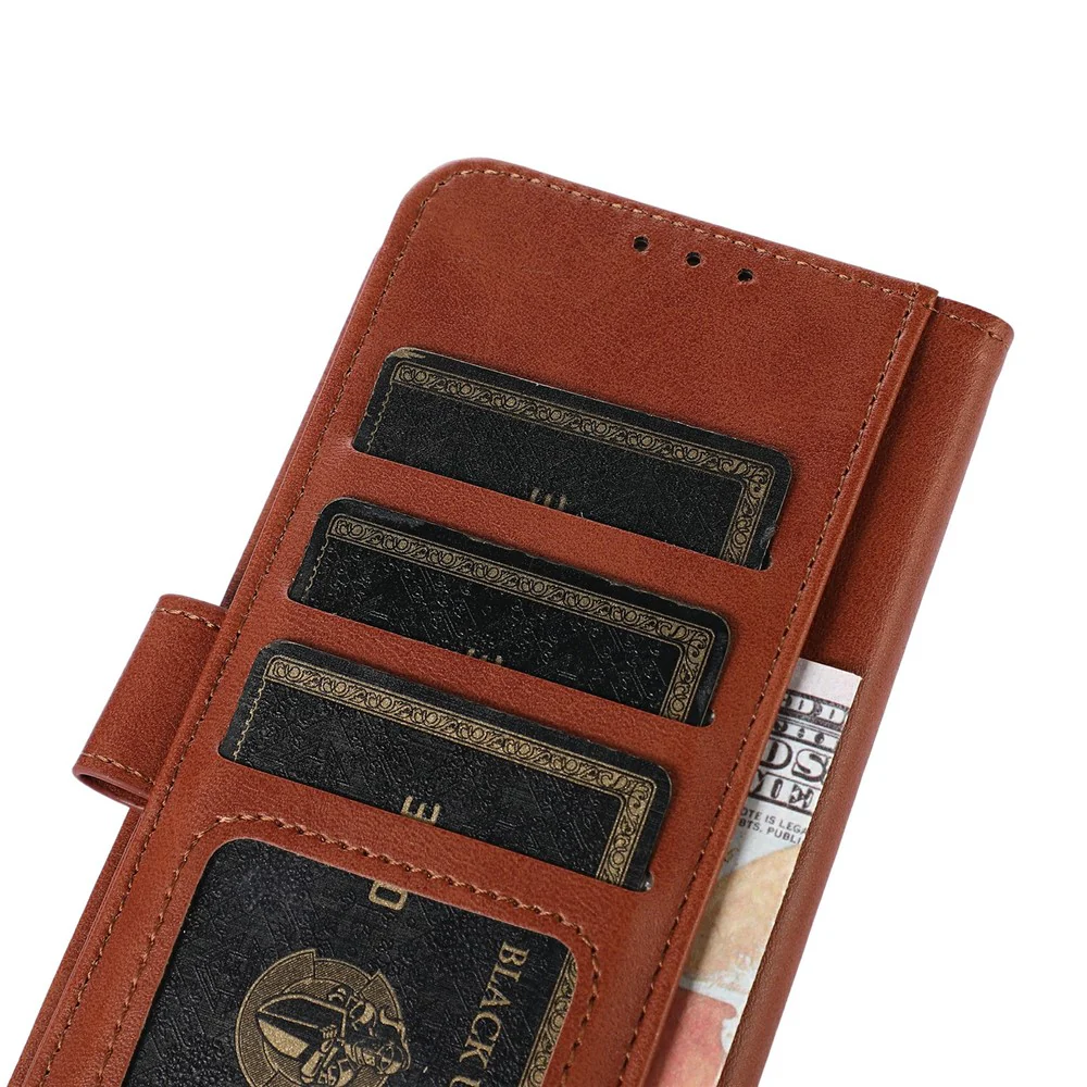For iPhone 17 Pro Max Case Cowhide Texture Leather Wallet Phone Cover with Stand - Brown - Image 4