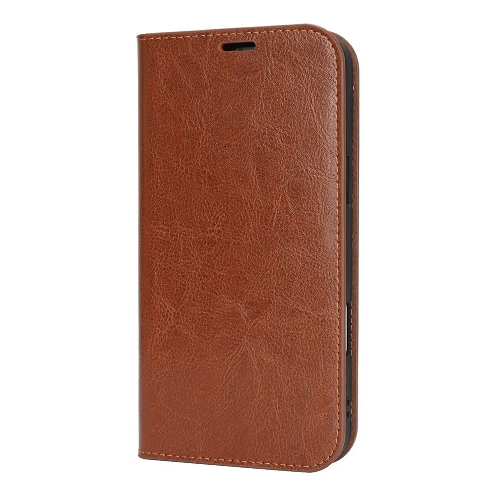 For iPhone 17 Pro Max Case Crazy Horse Texture Split Leather Wallet Phone Cover - Light Brown - Image 7