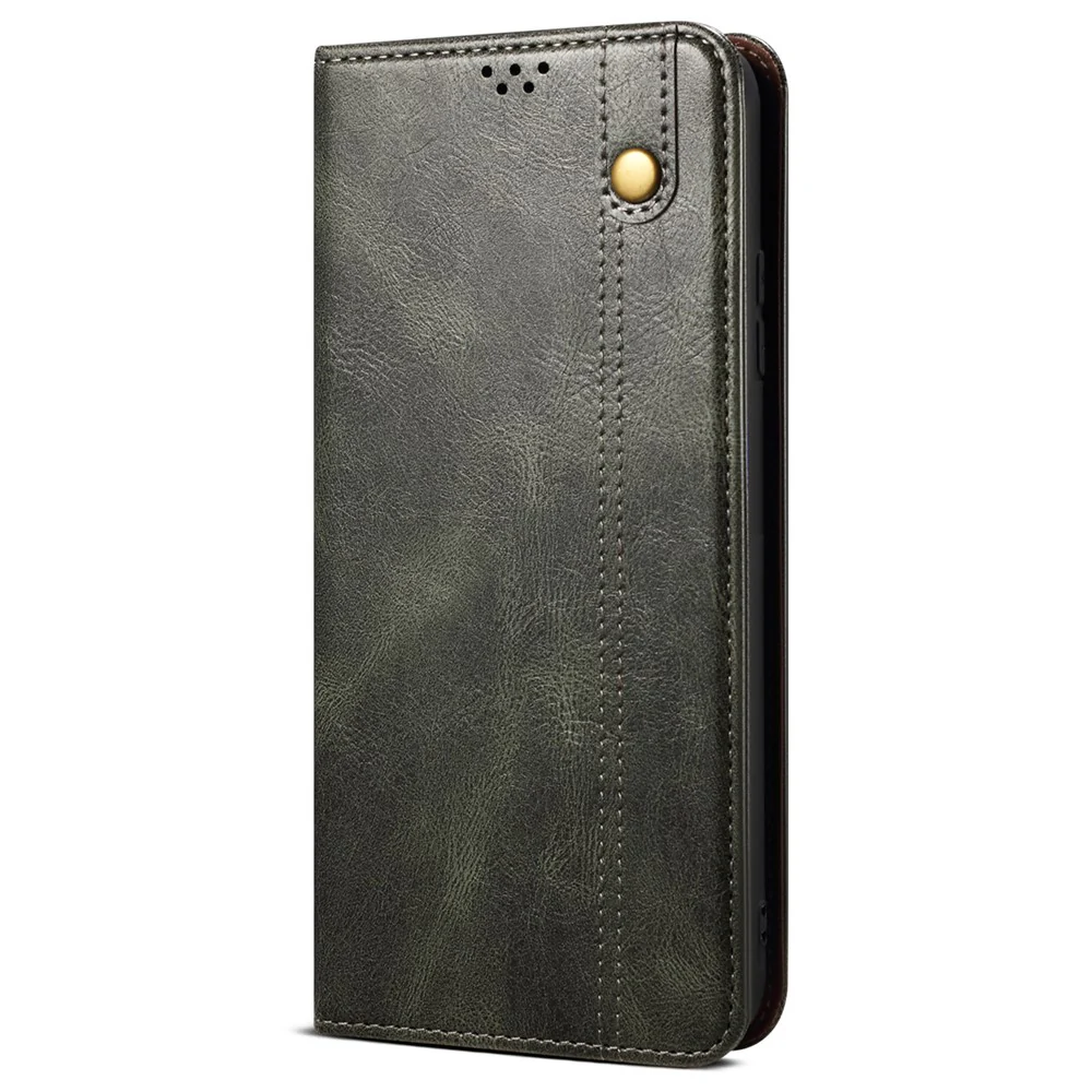 For iPhone 17 Pro Max Case Crazy Horse Texture Waxy Leather Wallet Stand Phone Cover - Green - Image 5