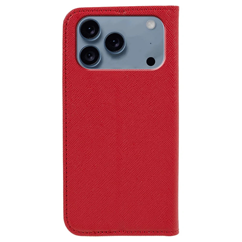 For iPhone 17 Pro Max Case Cross Texture Leather Phone Cover Hidden Magnetic - Red - Image 7