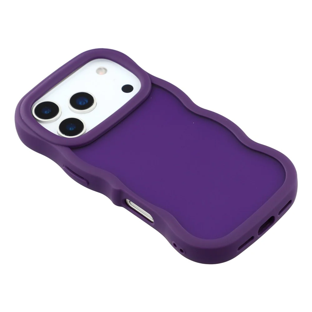 For iPhone 17 Pro Max Case Curly Wave Frame TPU + PC Skin-Touch Translucent Phone Cover - Purple - Image 4