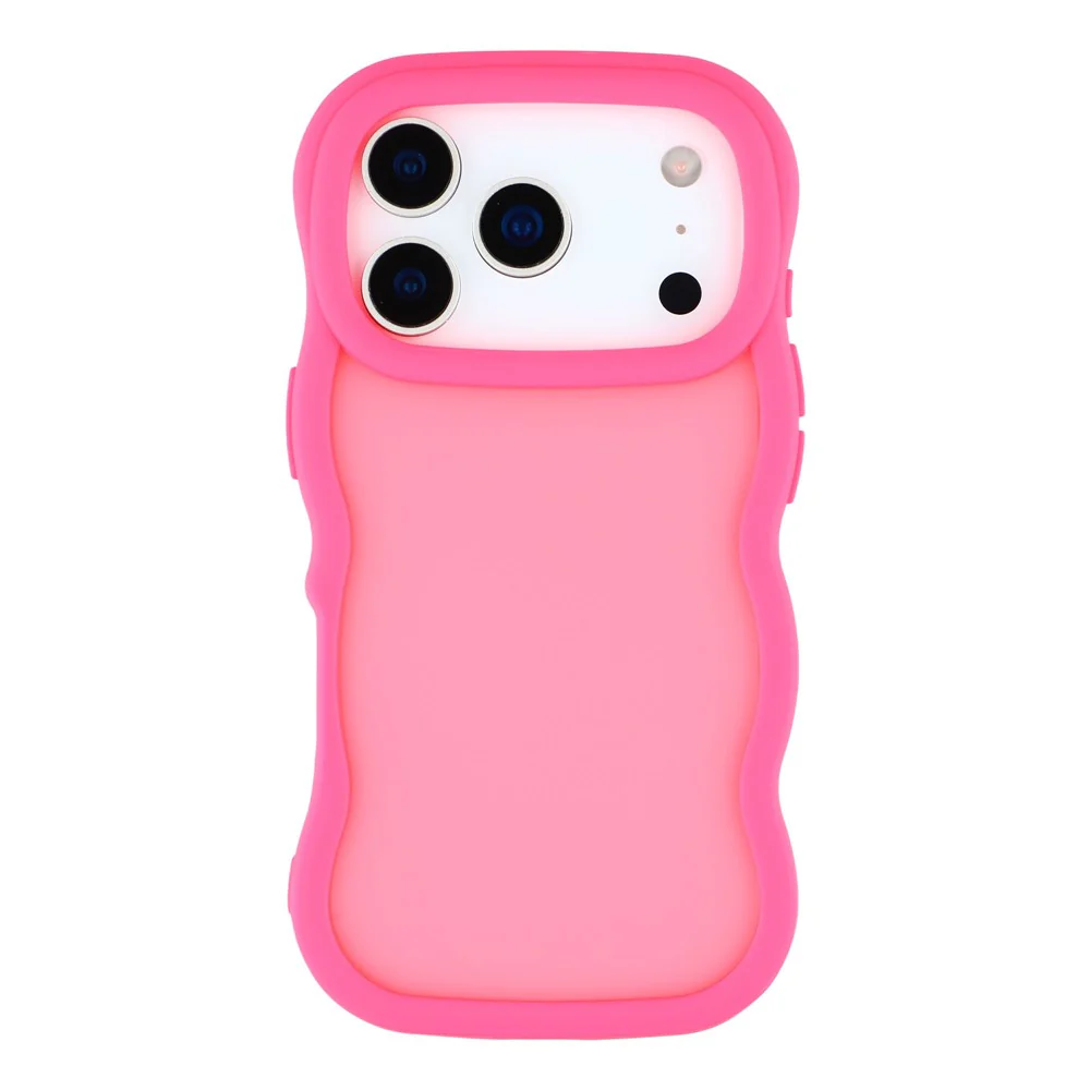 For iPhone 17 Pro Max Case Curly Wave Frame TPU + PC Skin-Touch Translucent Phone Cover - Rose - Image 3