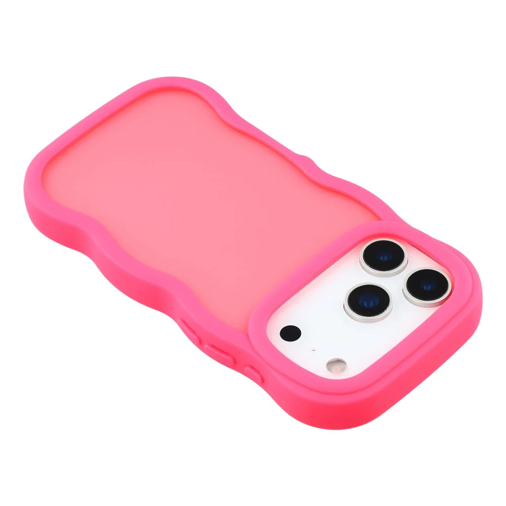 For iPhone 17 Pro Max Case Curly Wave Frame TPU + PC Skin-Touch Translucent Phone Cover - Rose - Image 5