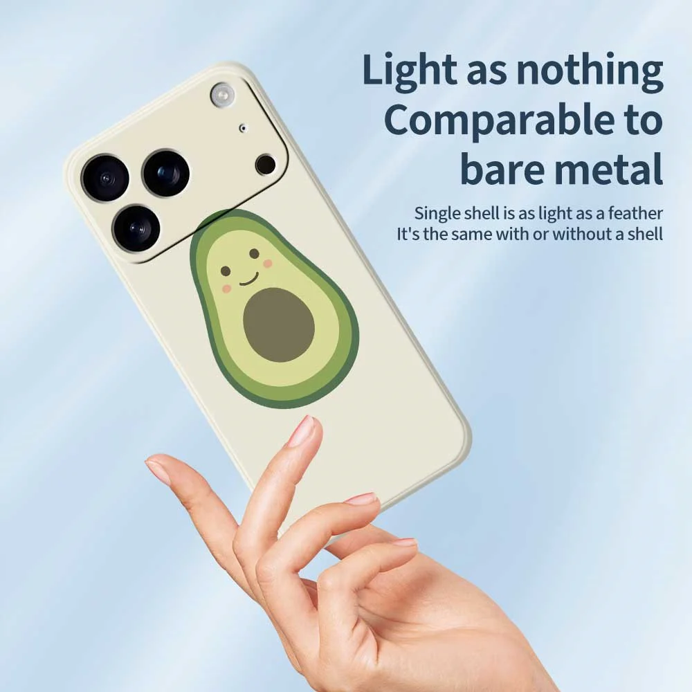 For iPhone 17 Pro Max Case Cute Avocado Pattern Printing Straight Edge TPU Phone Back Cover - Green - Image 4