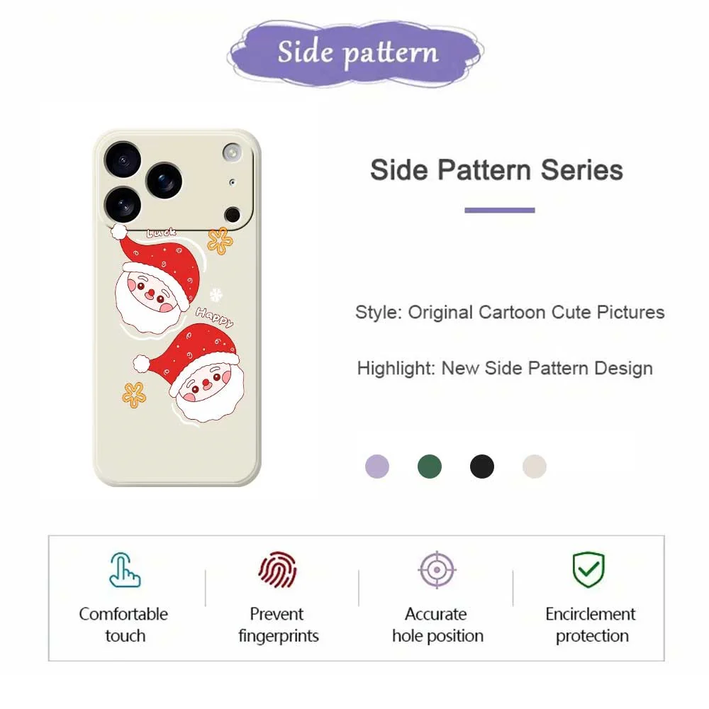 For iPhone 17 Pro Max Case Cute Santa Claus Pattern Printing Straight Edge TPU Phone Back Cover - Purple - Image 7